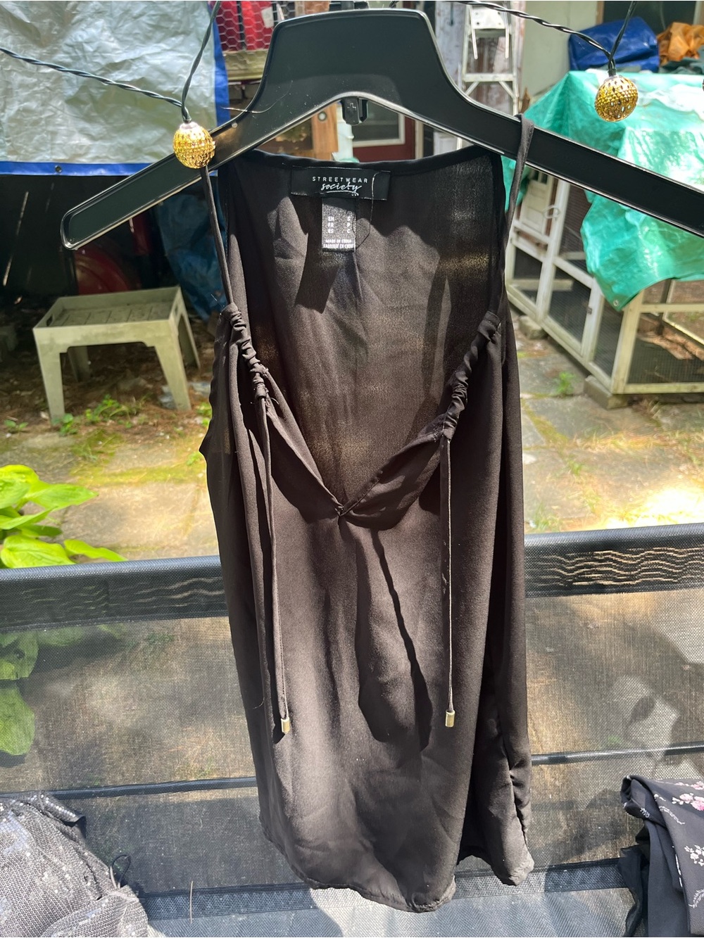 Streetwear Society Black Sleeveless Tie-Front Top